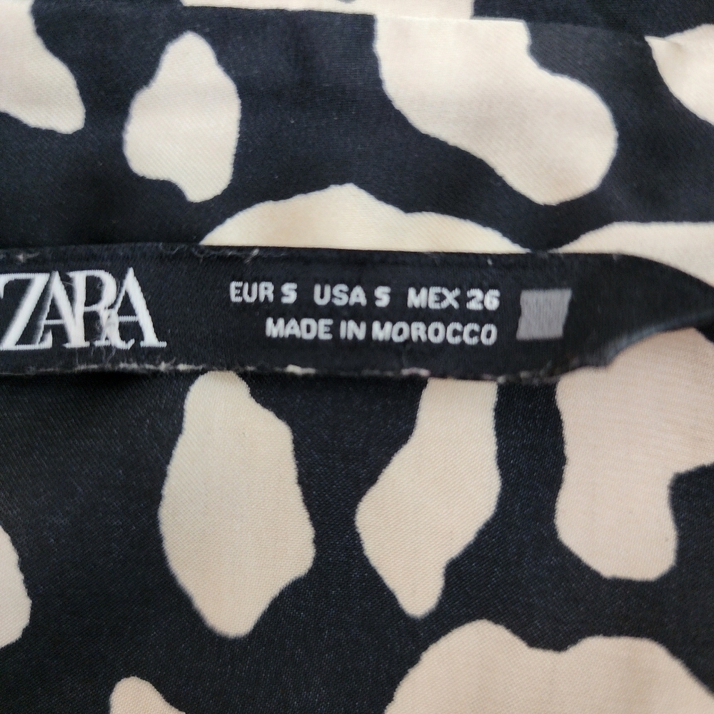 Zara Leopard Print Satin Belted Dress Size S Animal Print Longsleeve. - Picture 11 of 12
